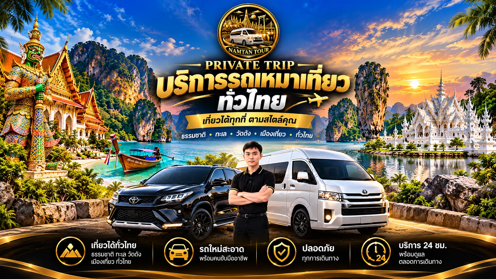น้ำตาลทัวร์ NAMTAN TOUR บริการรถเหมาเที่ยวทั่วประเทศไทย Private Trip พร้อมคนขับ
